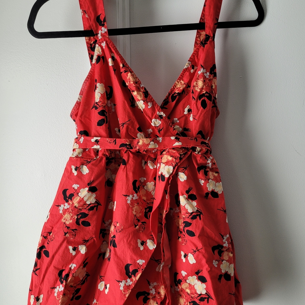 Floral Red Sleeveless Dress